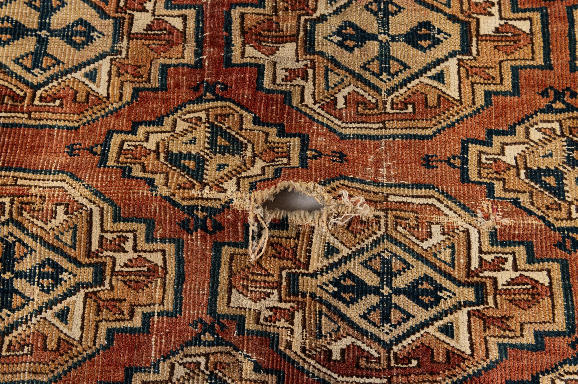 4' 3 x 5' 5 Hand Knotted Torkaman Oriental Wool Rug