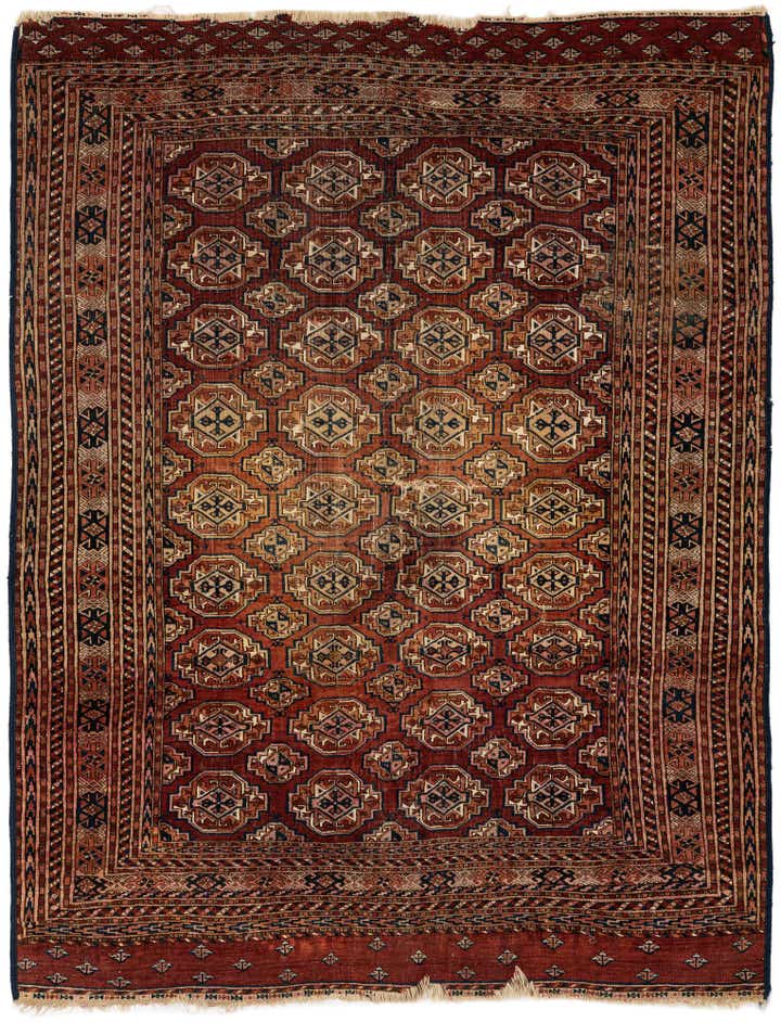 130cm x 165cm Handgeknüpft Torkaman Orientalisch Wolle Teppich