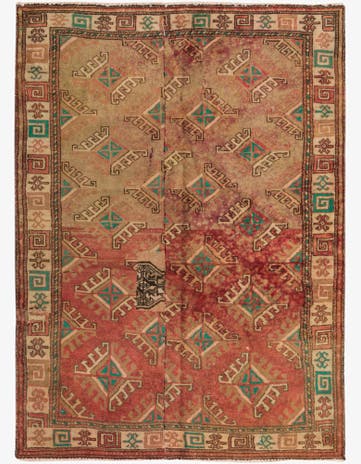 3' 5 x 4' 8 Hand Knotted Torkaman Persian Wool Rug