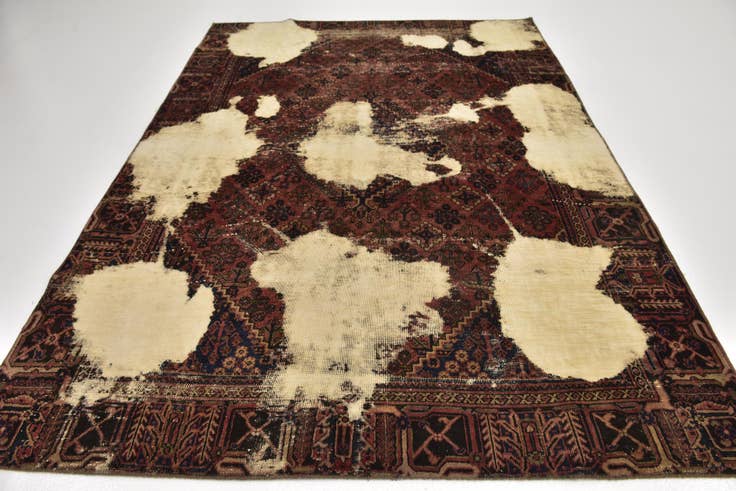 Detail image of 6' 7 x 9' 6 Hand Knotted Ultra Vintage Persian Wool Rug