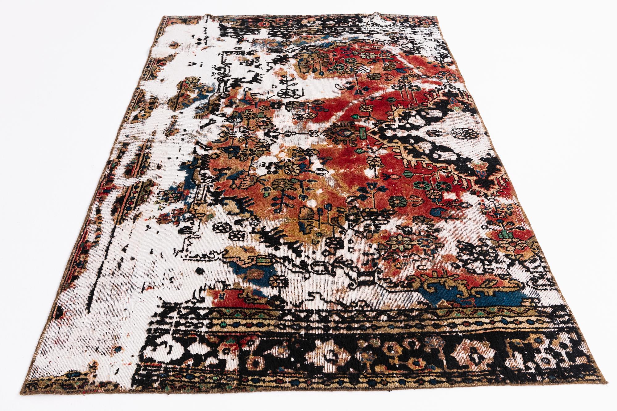4' 7 x 6' 9 Hand Knotted Ultra Vintage Persian Wool Rug