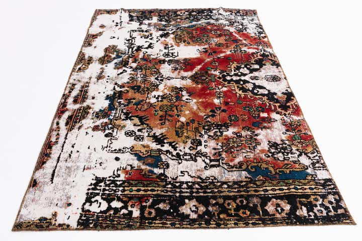 4' 7 x 6' 9 Hand Knotted Ultra Vintage Persian Wool Rug