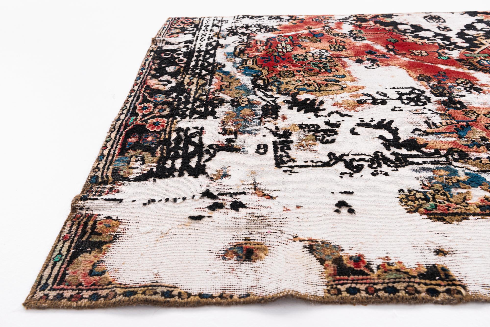 4' 7 x 6' 9 Hand Knotted Ultra Vintage Persian Wool Rug