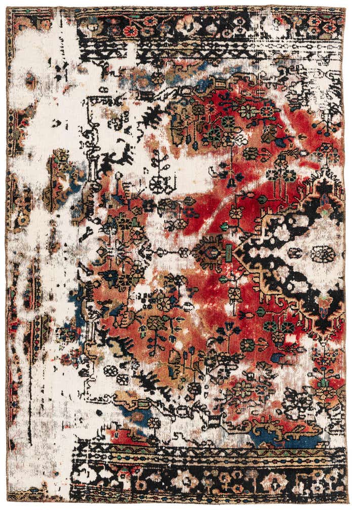 4' 7 x 6' 9 Hand Knotted Ultra Vintage Persian Wool Rug