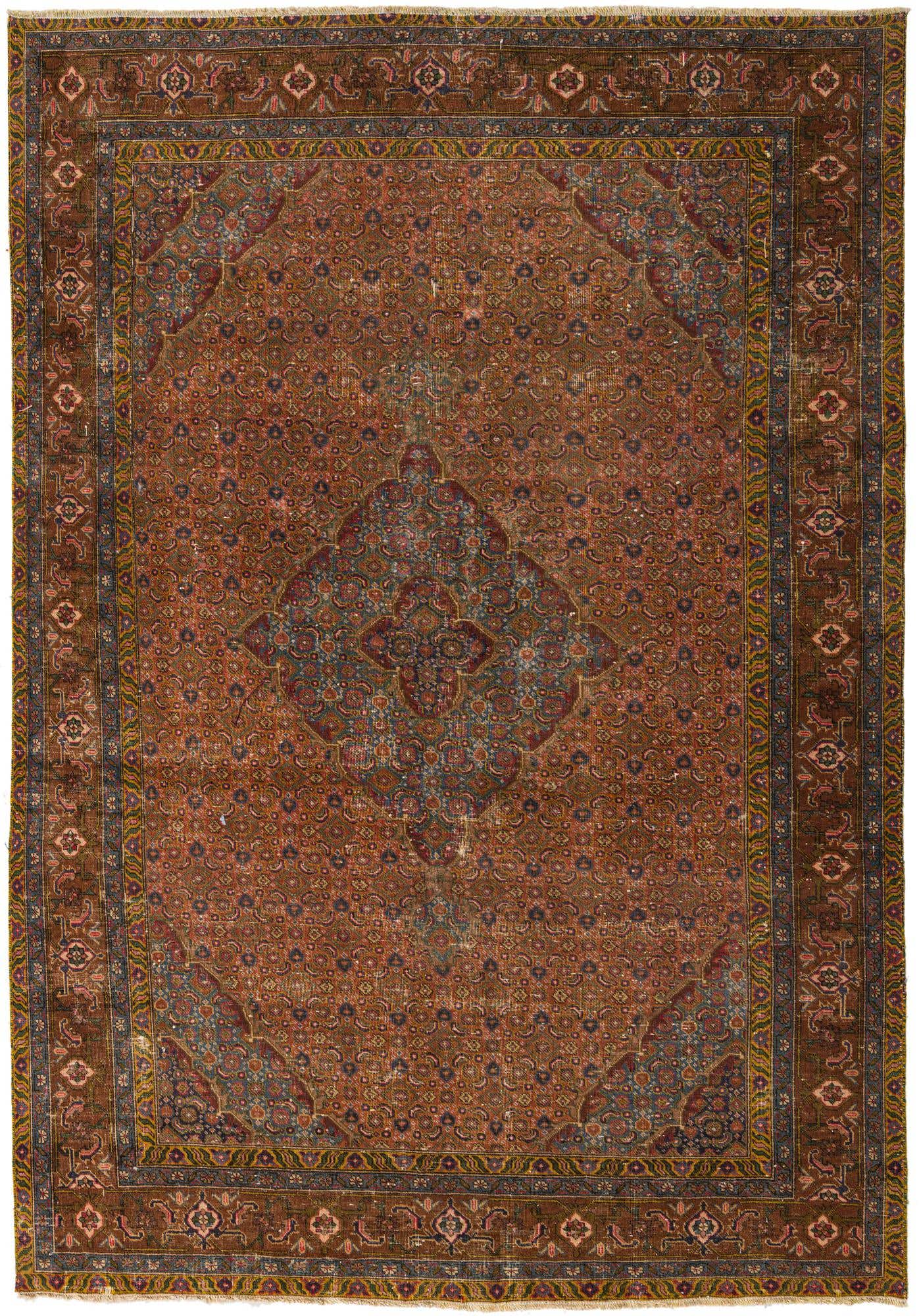 6' 6 x 9' 6 Hand Knotted Ultra Vintage Persian Wool Rug