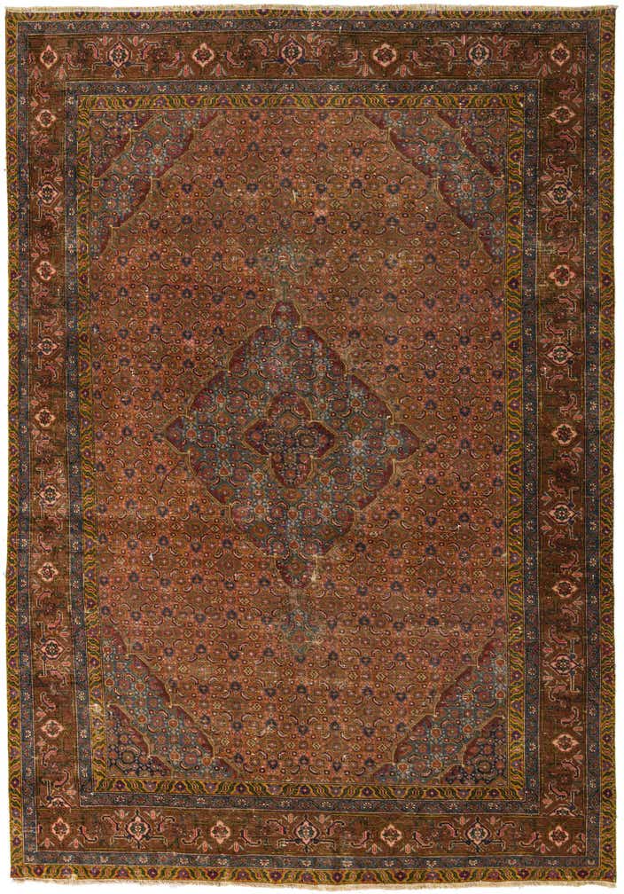 6' 6 x 9' 6 Hand Knotted Ultra Vintage Persian Wool Rug