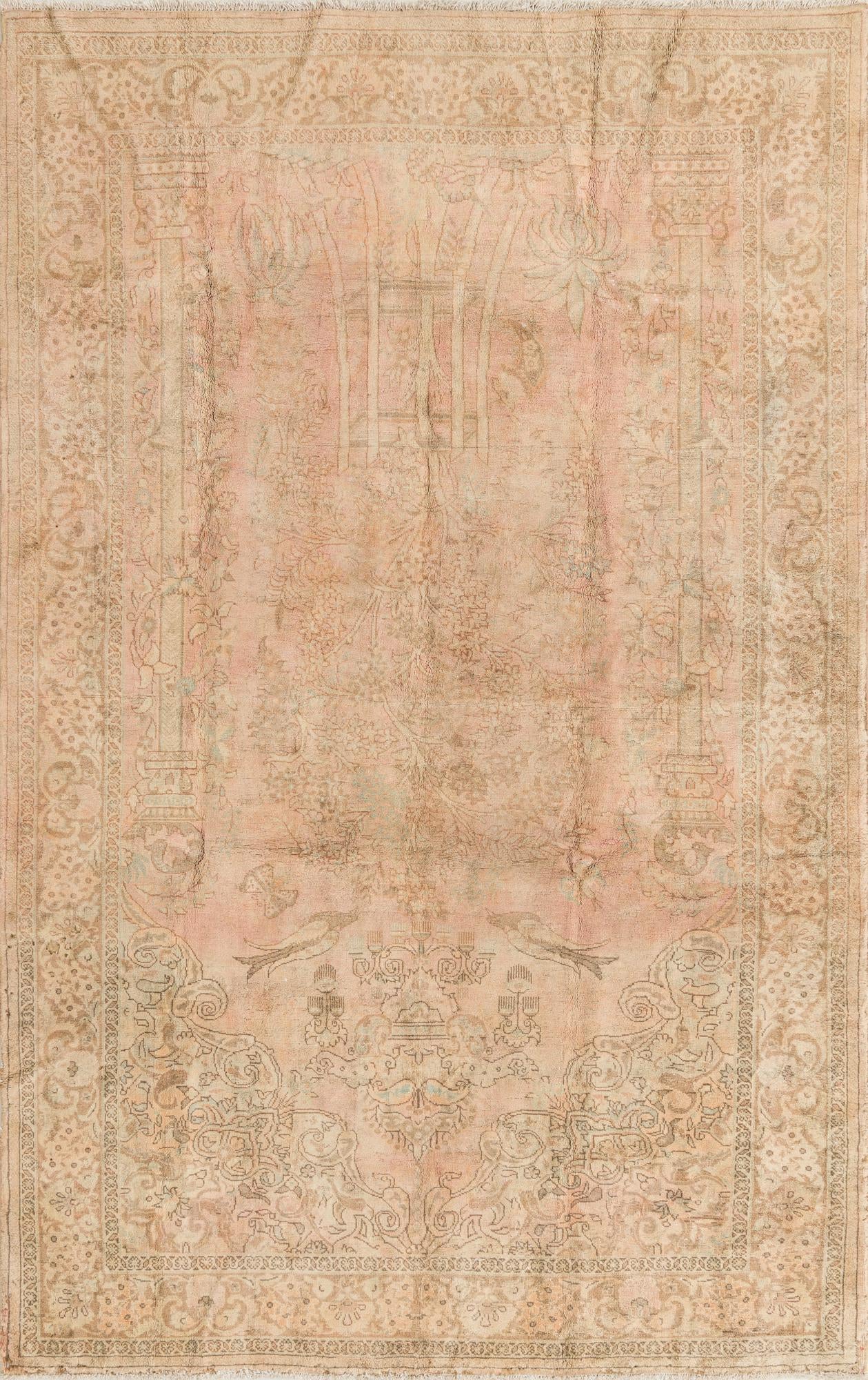 6' 3 x 9' 10 Hand Knotted Ultra Vintage Persian Wool Rug