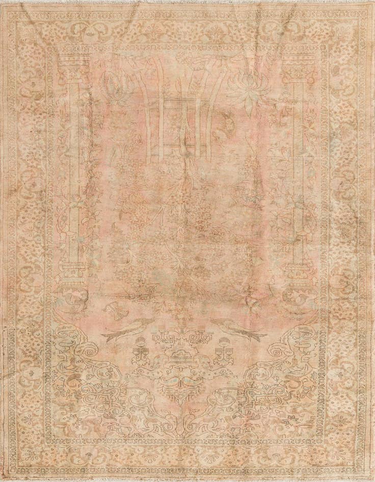 Detail image of 6' 3 x 9' 10 Hand Knotted Ultra Vintage Persian Wool Rug