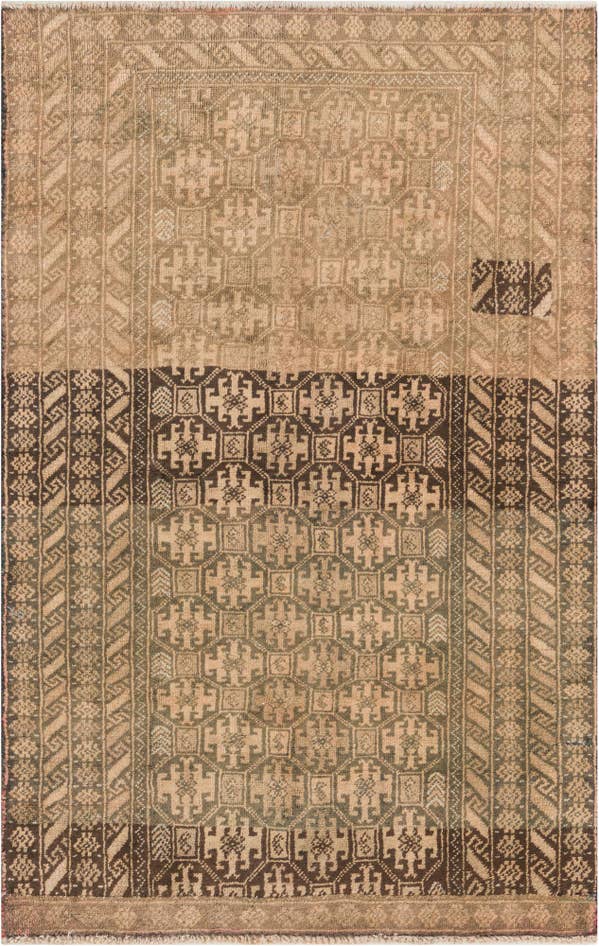 Detail image of 3' x 4' 8 Hand Knotted Ultra Vintage Persian Wool Rug