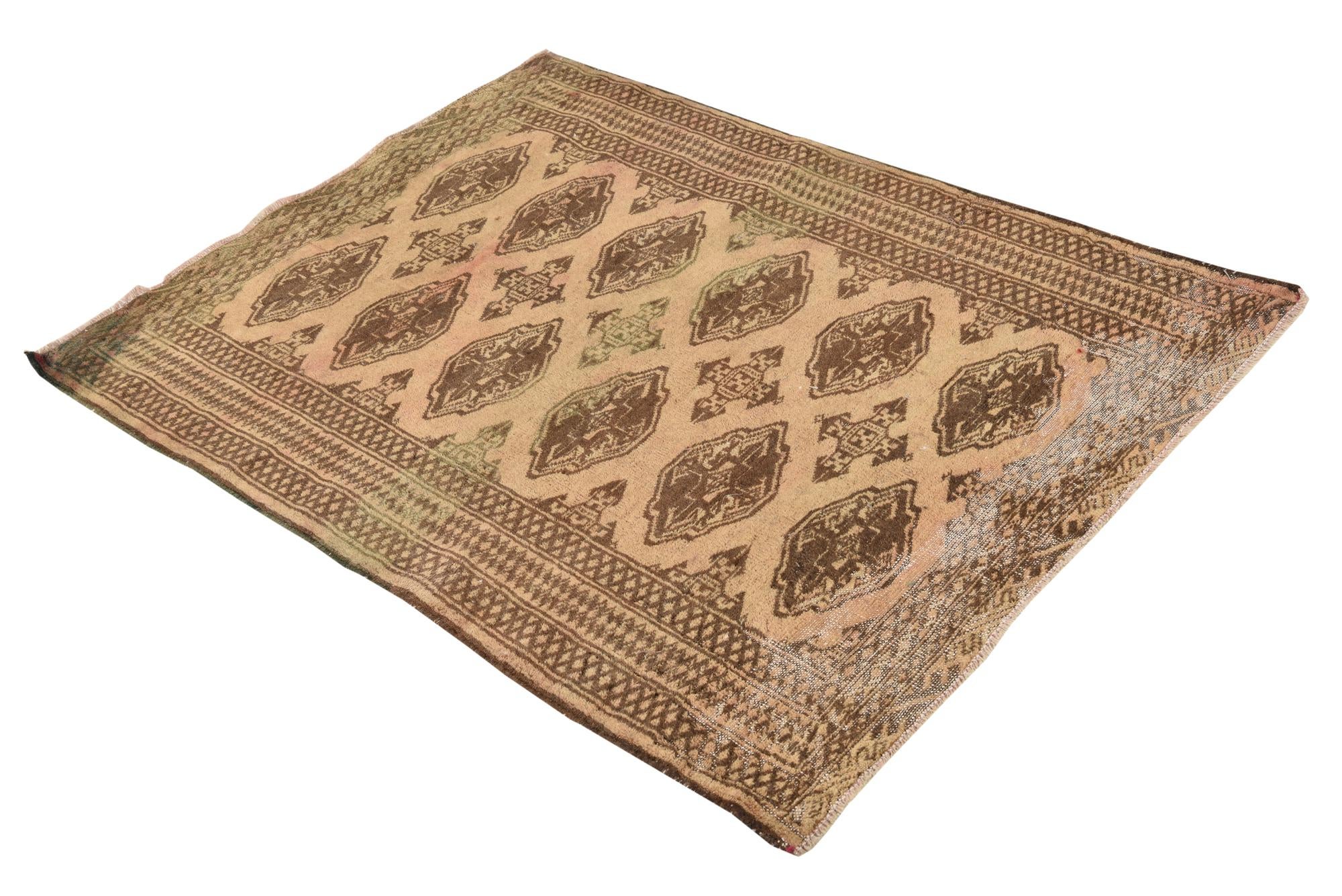 3' 4 x 4' 6 Hand Knotted Ultra Vintage Persian Wool Rug