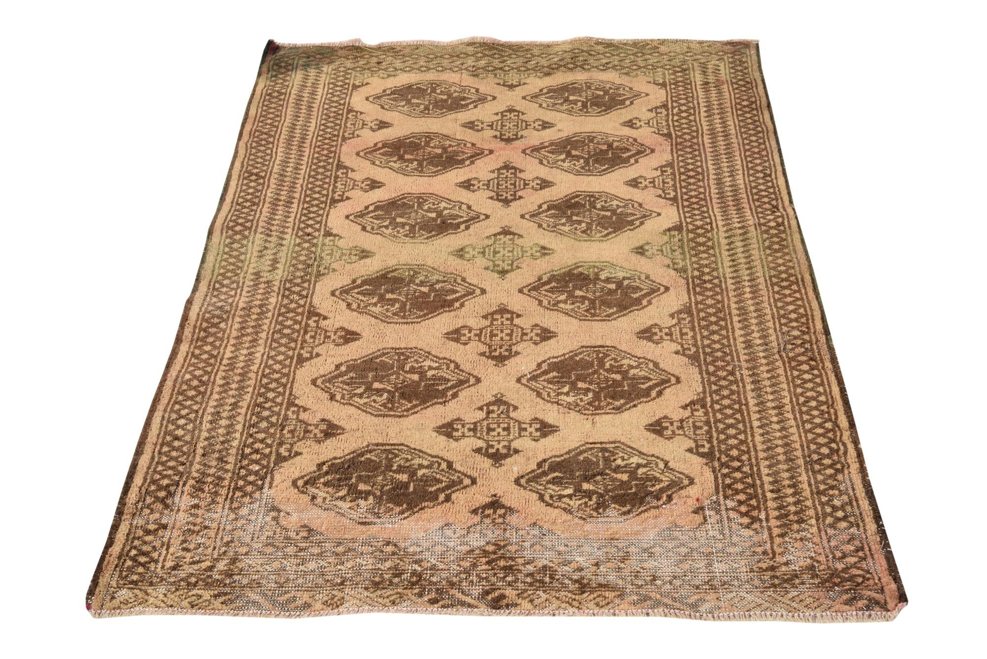3' 4 x 4' 6 Hand Knotted Ultra Vintage Persian Wool Rug