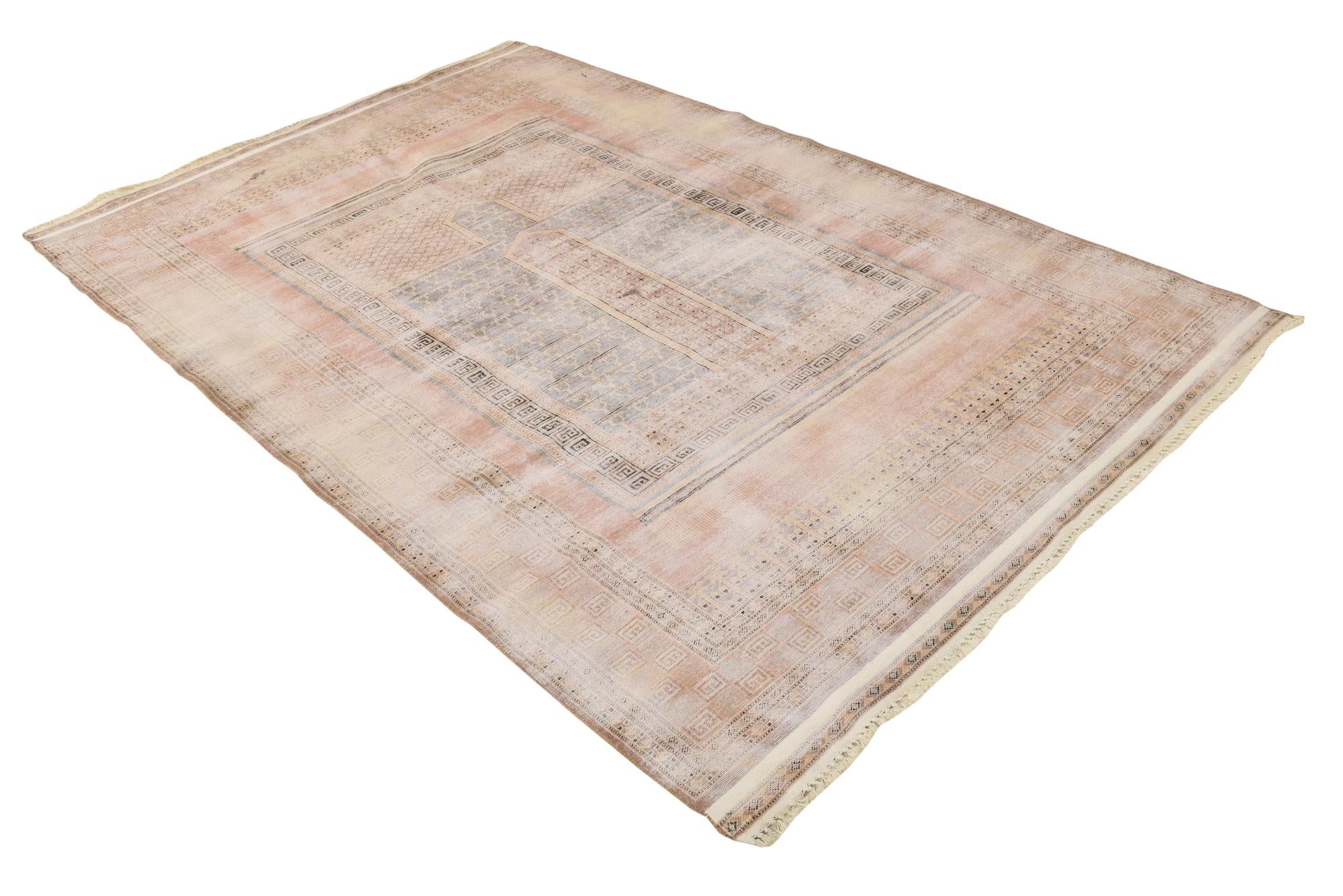 6' x 9' 3 Hand Knotted Ultra Vintage Persian Wool Rug