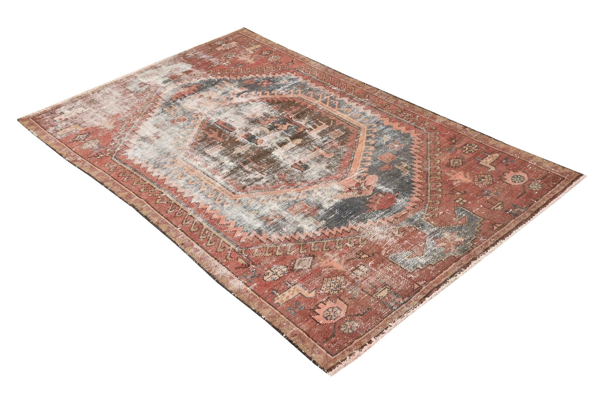 3' 6 x 5' 10 Hand Knotted Ultra Vintage Persian Wool Rug