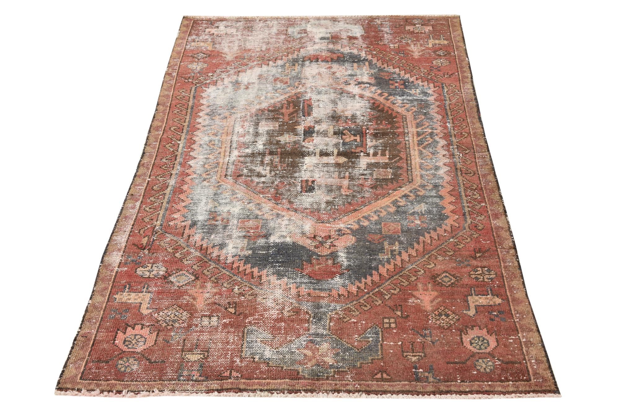 3' 6 x 5' 10 Hand Knotted Ultra Vintage Persian Wool Rug