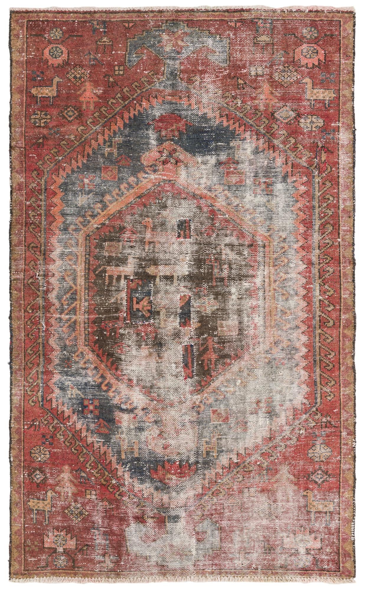 3' 6 x 5' 10 Hand Knotted Ultra Vintage Persian Wool Rug