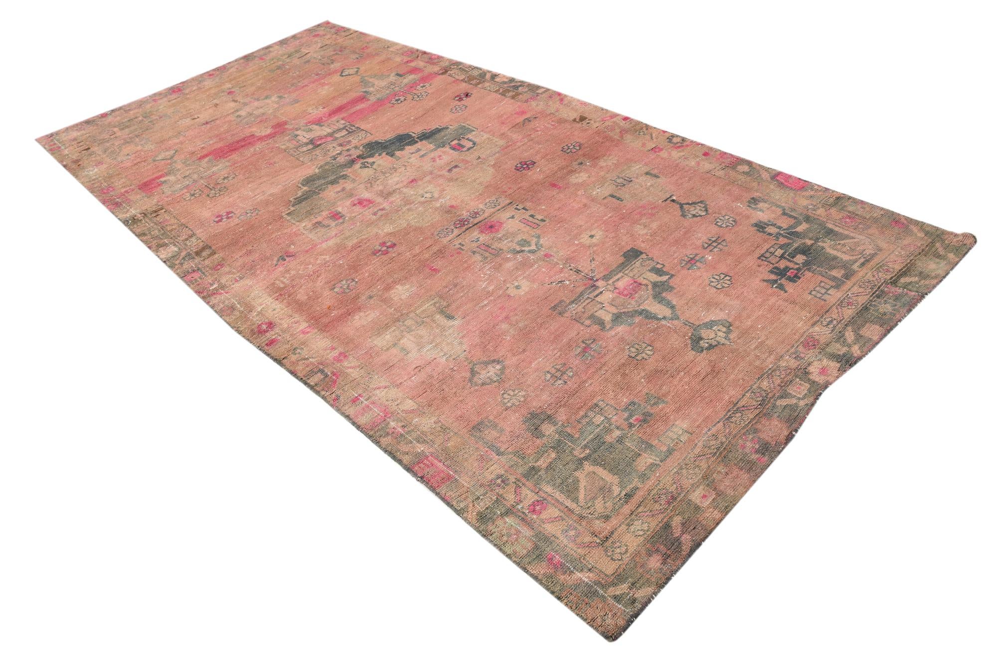 4' 10 x 9' 9 Hand Knotted Ultra Vintage Persian Wool Rug