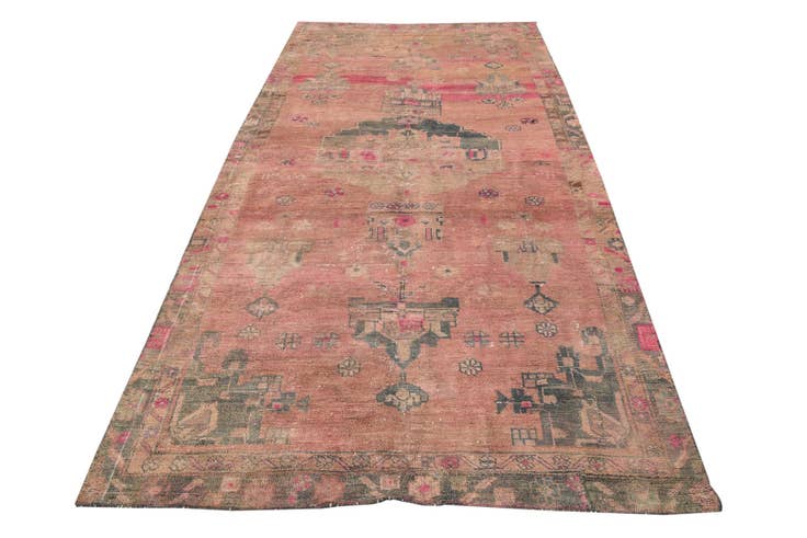 Detail image of 4' 10 x 9' 9 Hand Knotted Ultra Vintage Persian Wool Rug