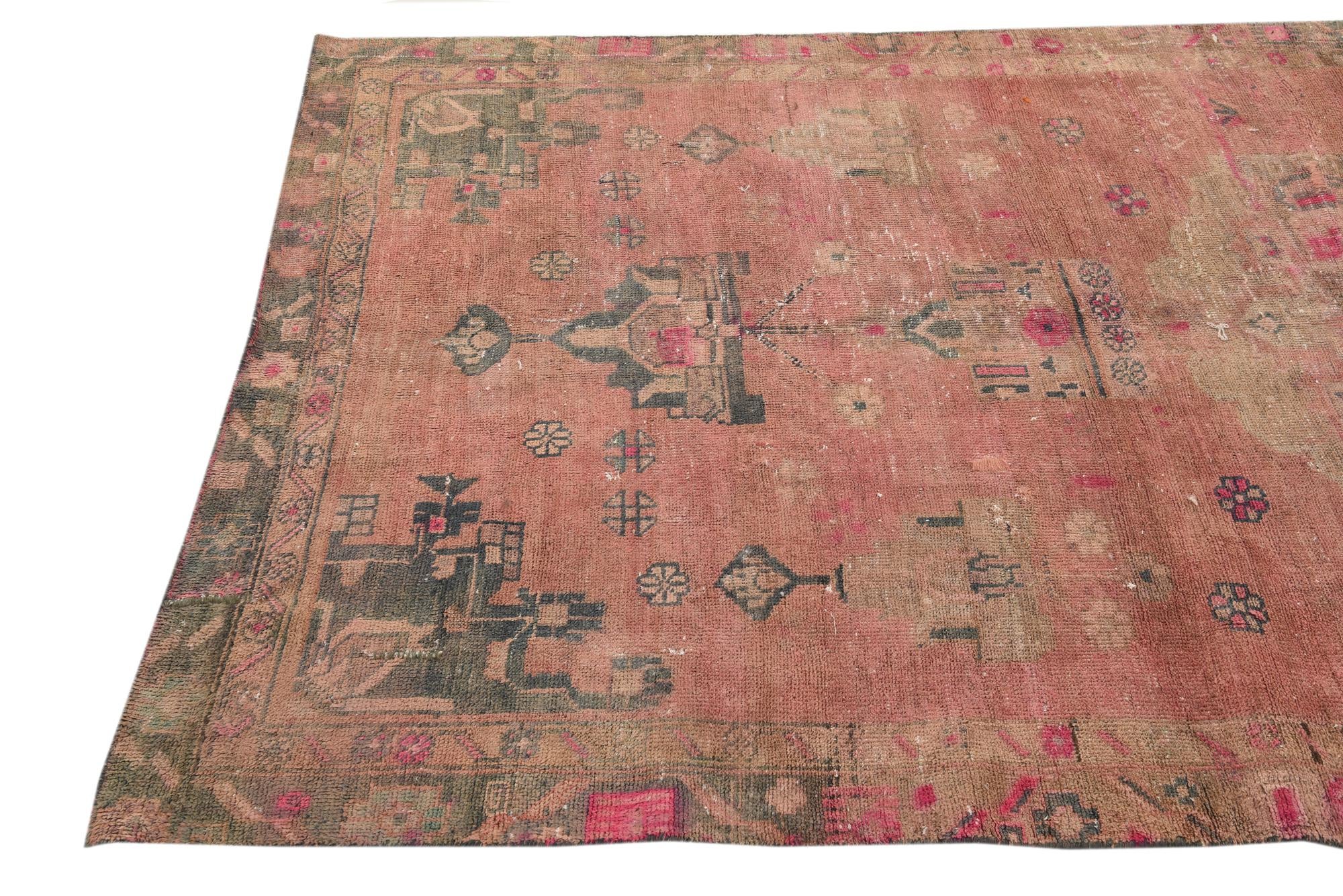 4' 10 x 9' 9 Hand Knotted Ultra Vintage Persian Wool Rug