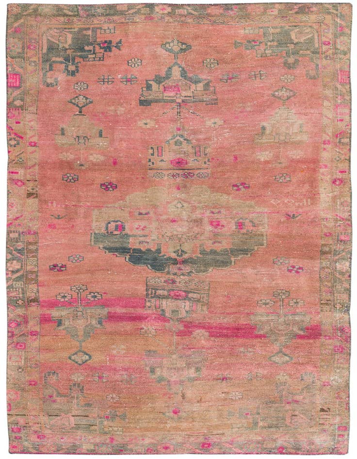 Detail image of 4' 10 x 9' 9 Hand Knotted Ultra Vintage Persian Wool Rug