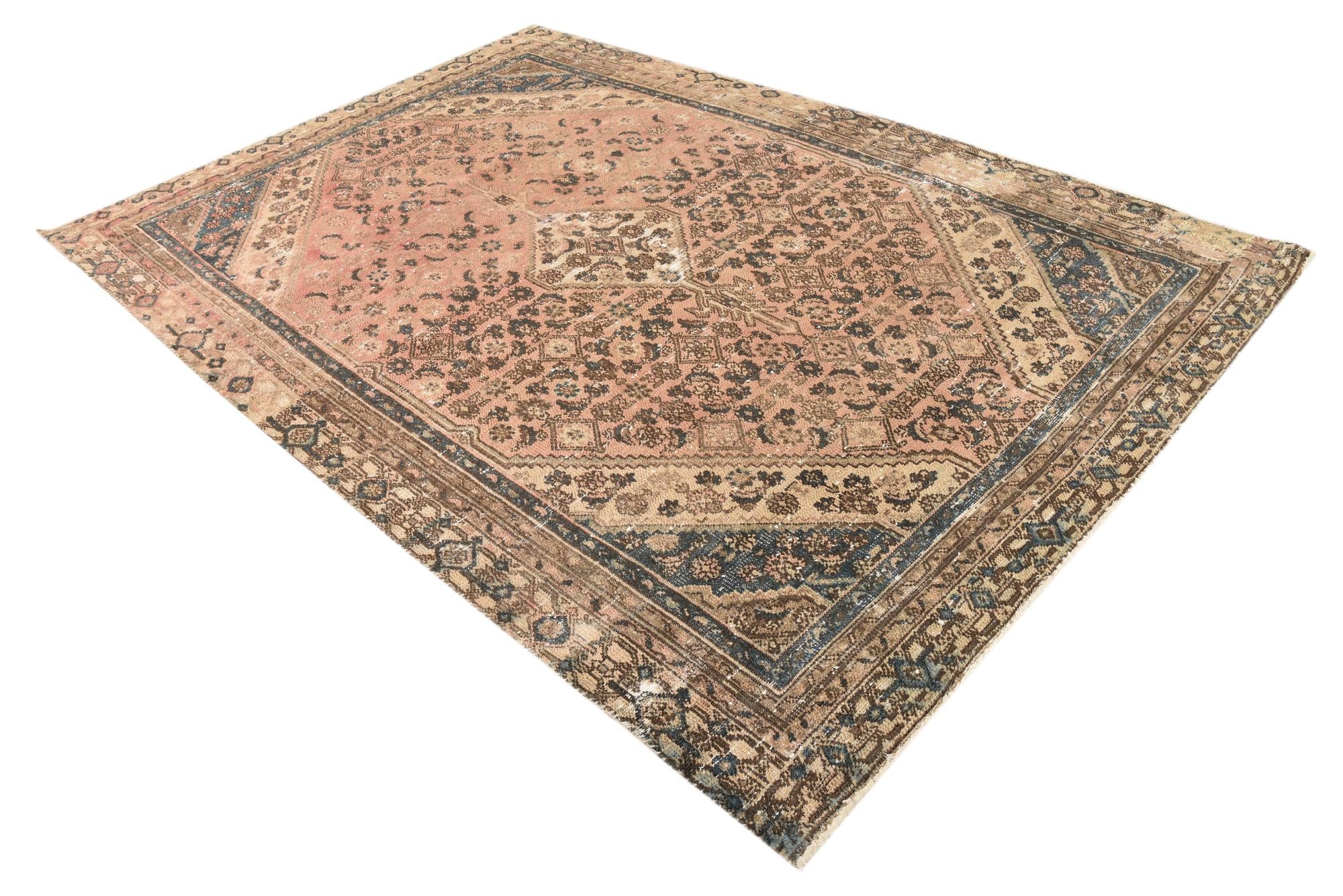 6' x 8' 10 Hand Knotted Ultra Vintage Persian Wool Rug