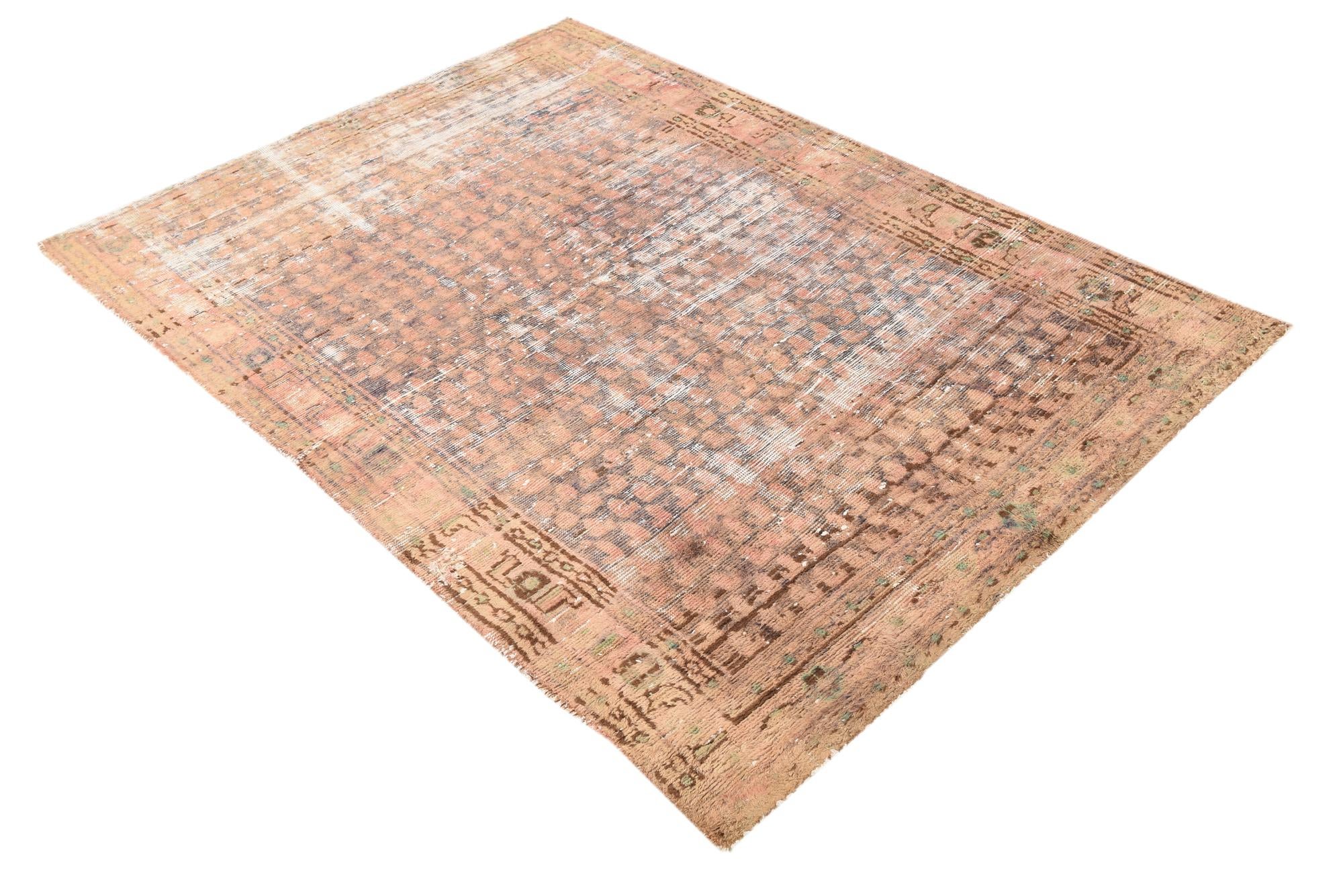 4' 3 x 6' 2 Hand Knotted Ultra Vintage Persian Wool Rug