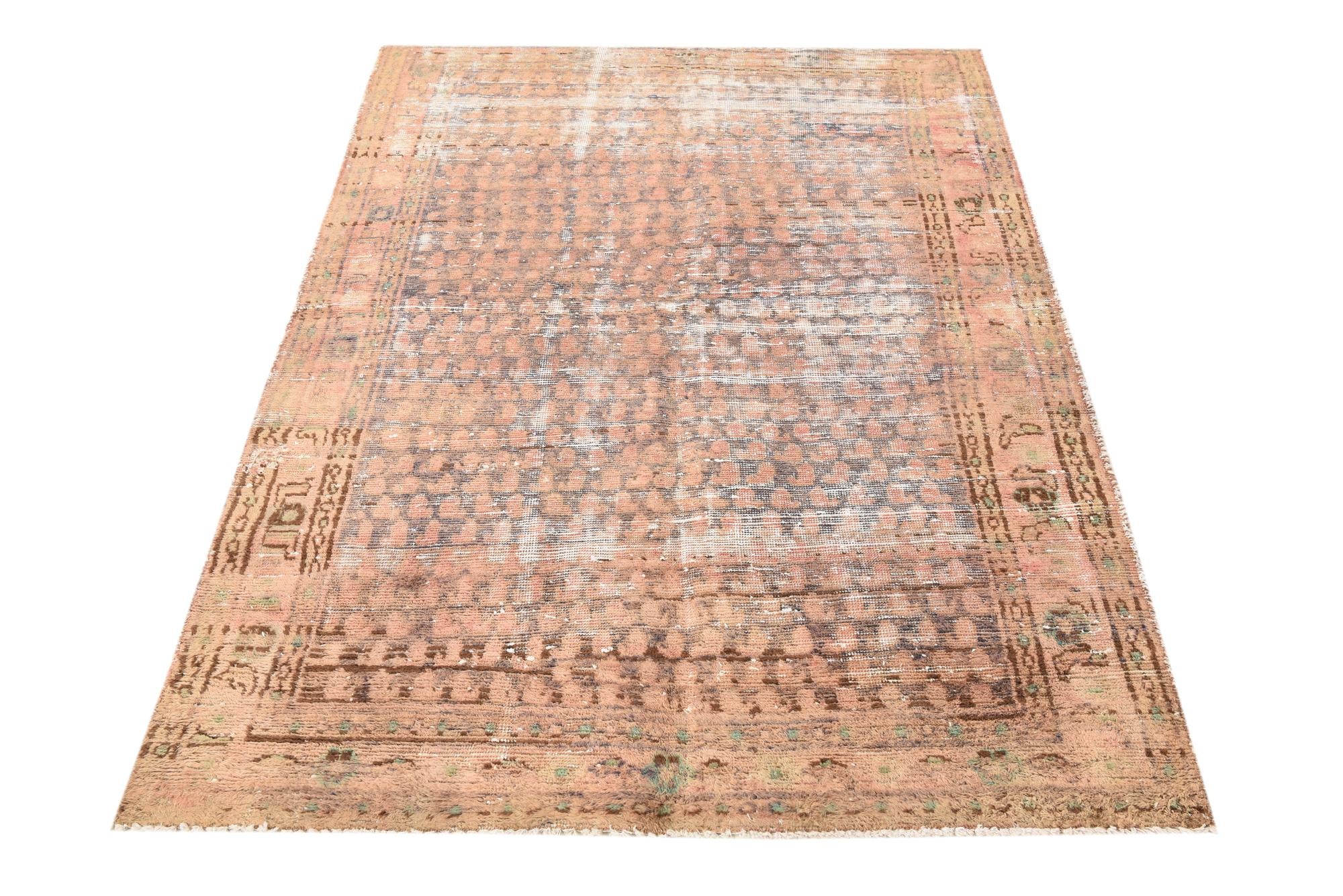 4' 3 x 6' 2 Hand Knotted Ultra Vintage Persian Wool Rug
