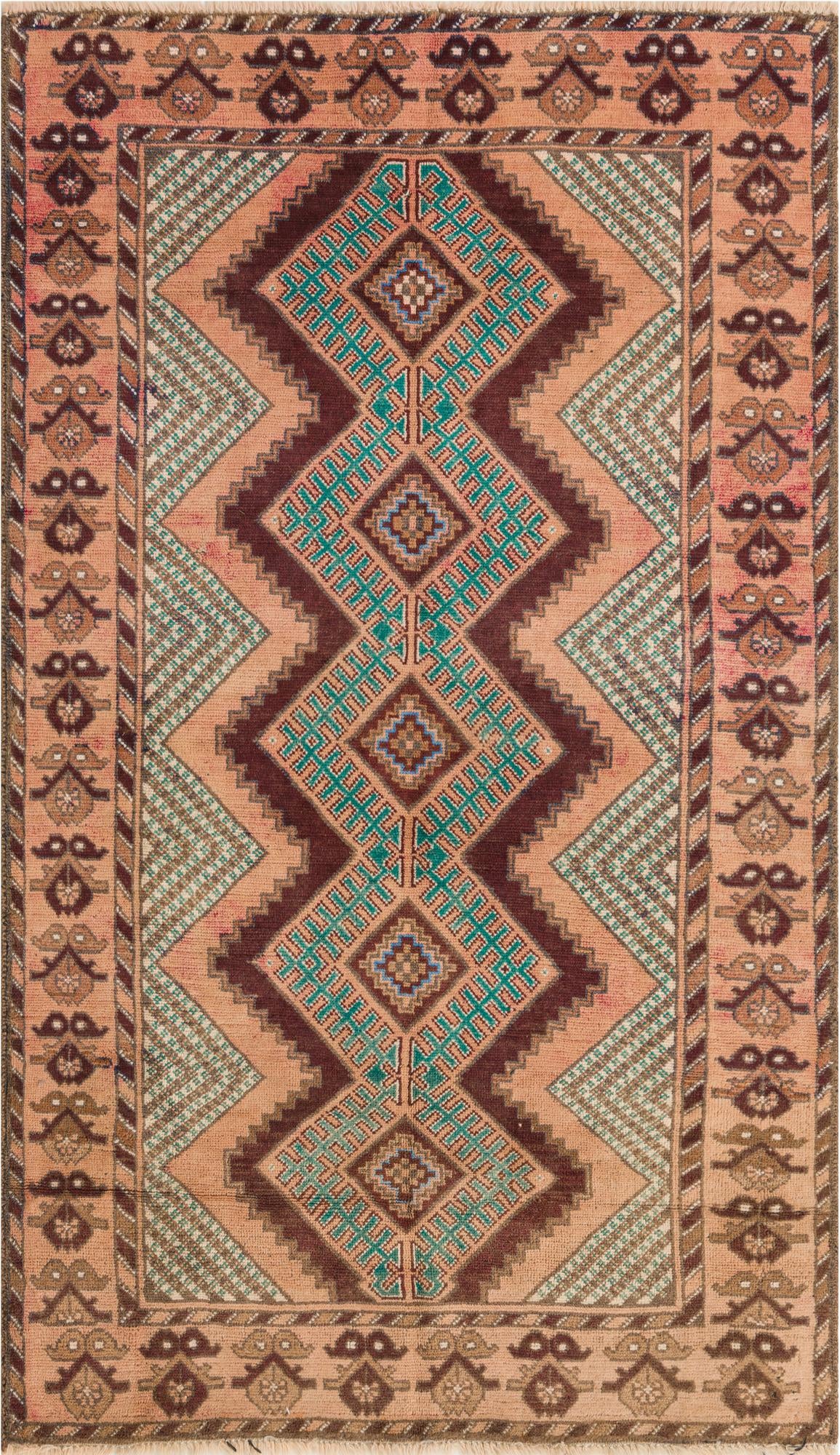 3' 6 x 6' 1 Hand Knotted Ultra Vintage Persian Wool Rug