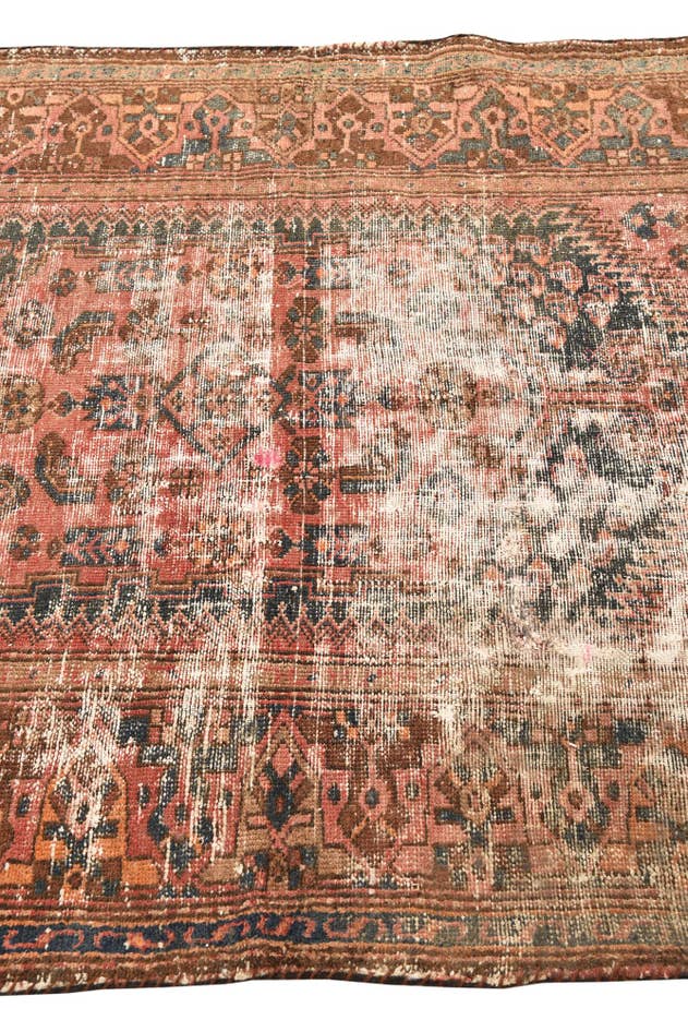 Detail image of 4' 3 x 6' 6 Hand Knotted Ultra Vintage Persian Wool Rug