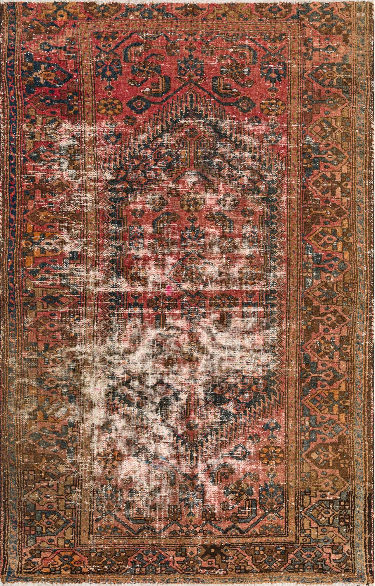 4' 3 x 6' 6 Hand Knotted Ultra Vintage Persian Wool Rug