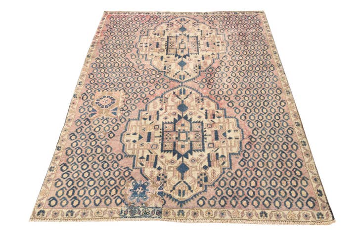 Detail image of 4' x 5' 8 Hand Knotted Ultra Vintage Persian Wool Rug