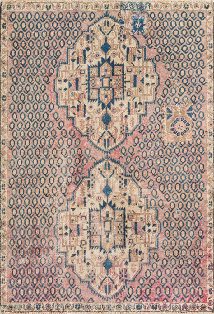 4' x 5' 8 Hand Knotted Ultra Vintage Persian Wool Rug