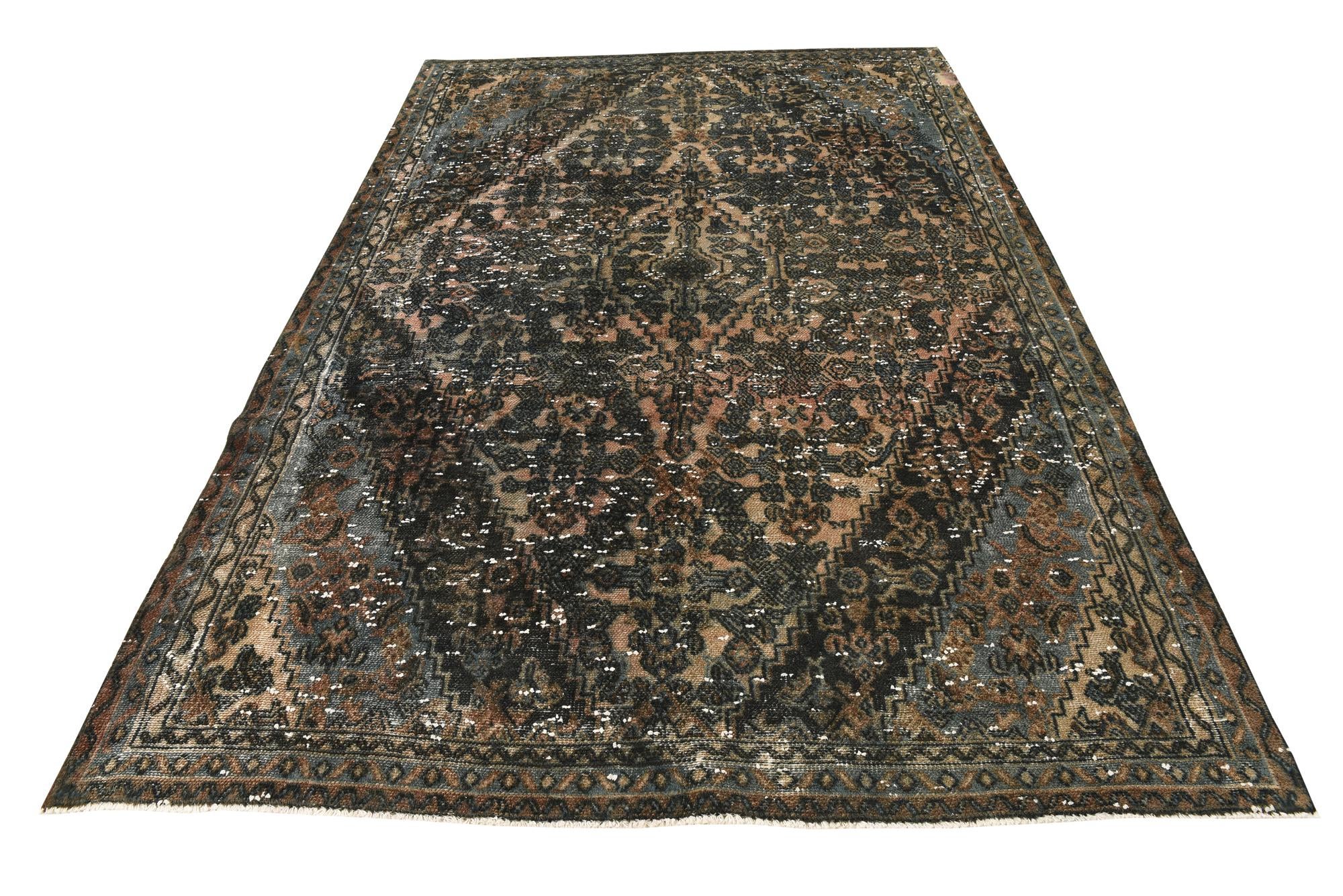 6' 8 x 10' Hand Knotted Ultra Vintage Persian Wool Rug