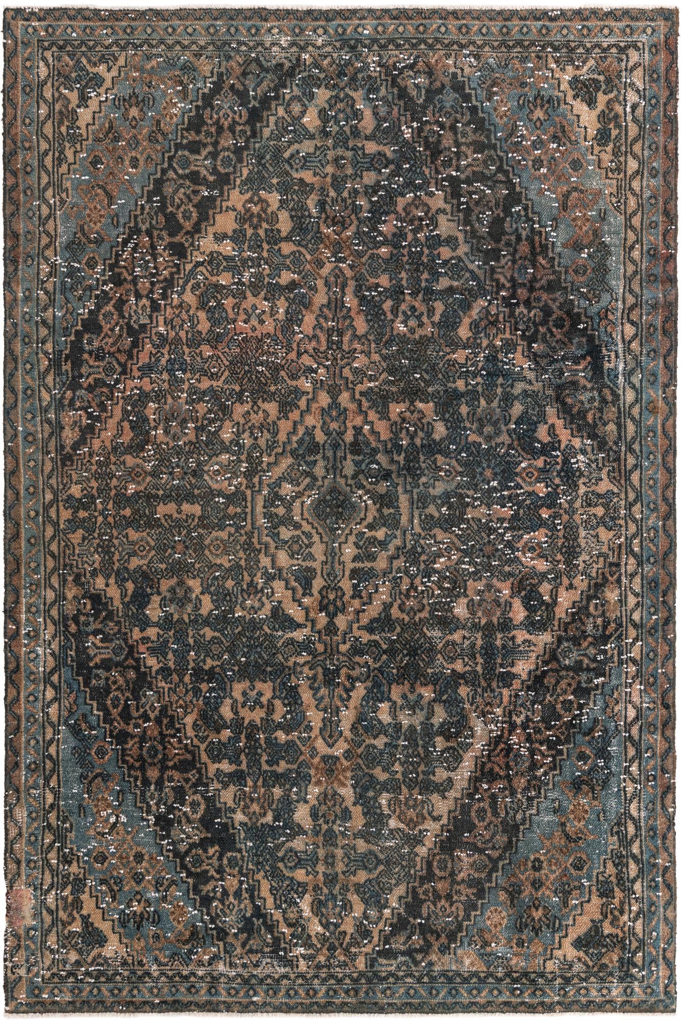 6' 8 x 10' Hand Knotted Ultra Vintage Persian Wool Rug