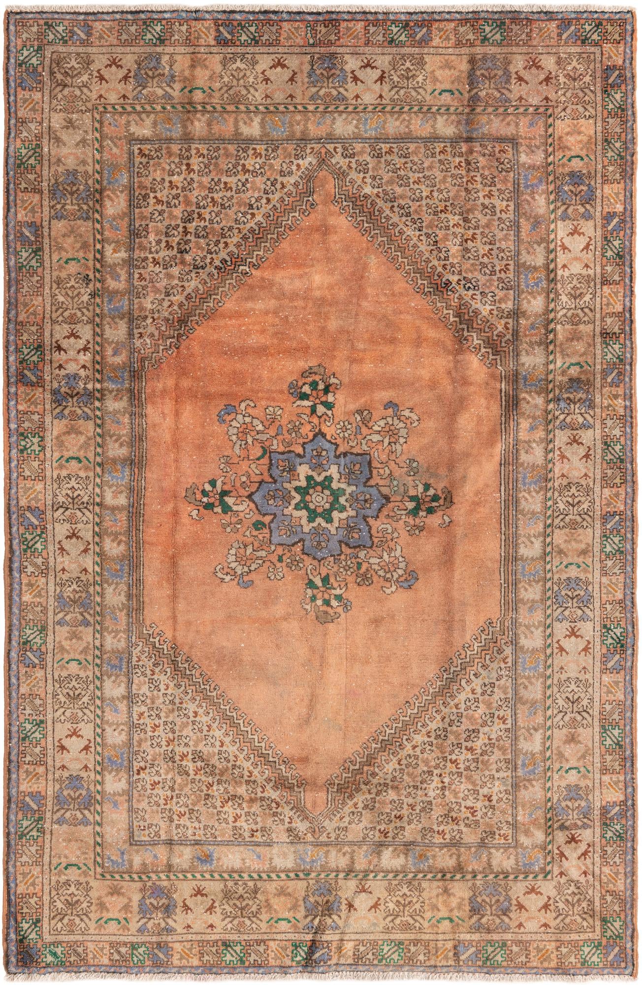 6' 5 x 9' 9 Hand Knotted Ultra Vintage Persian Wool Rug