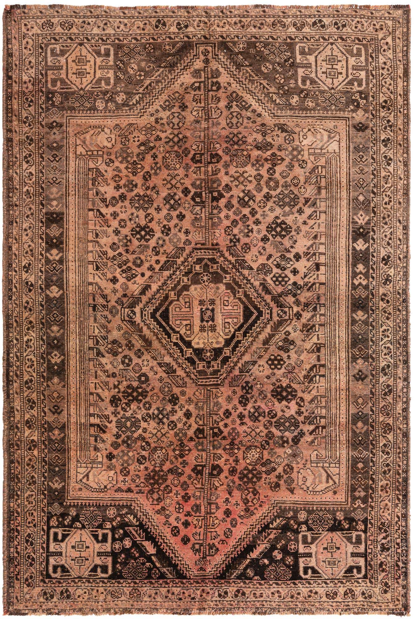5' 7 x 8' 4 Hand Knotted Ultra Vintage Persian Wool Rug