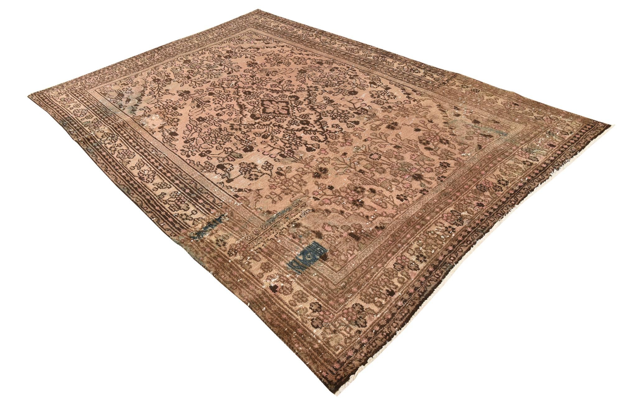 6' 6 x 9' 7 Hand Knotted Ultra Vintage Persian Wool Rug