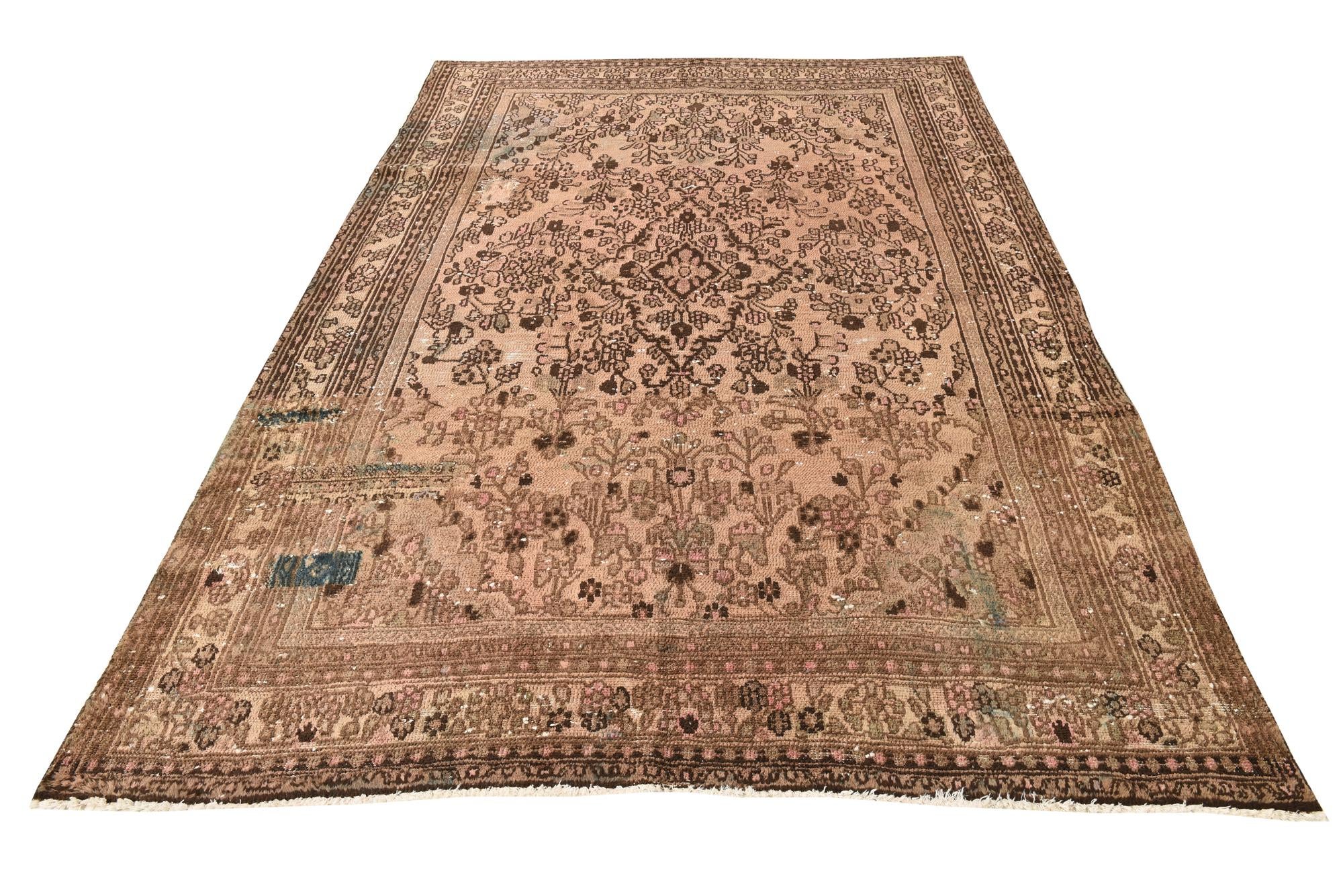 6' 6 x 9' 7 Hand Knotted Ultra Vintage Persian Wool Rug