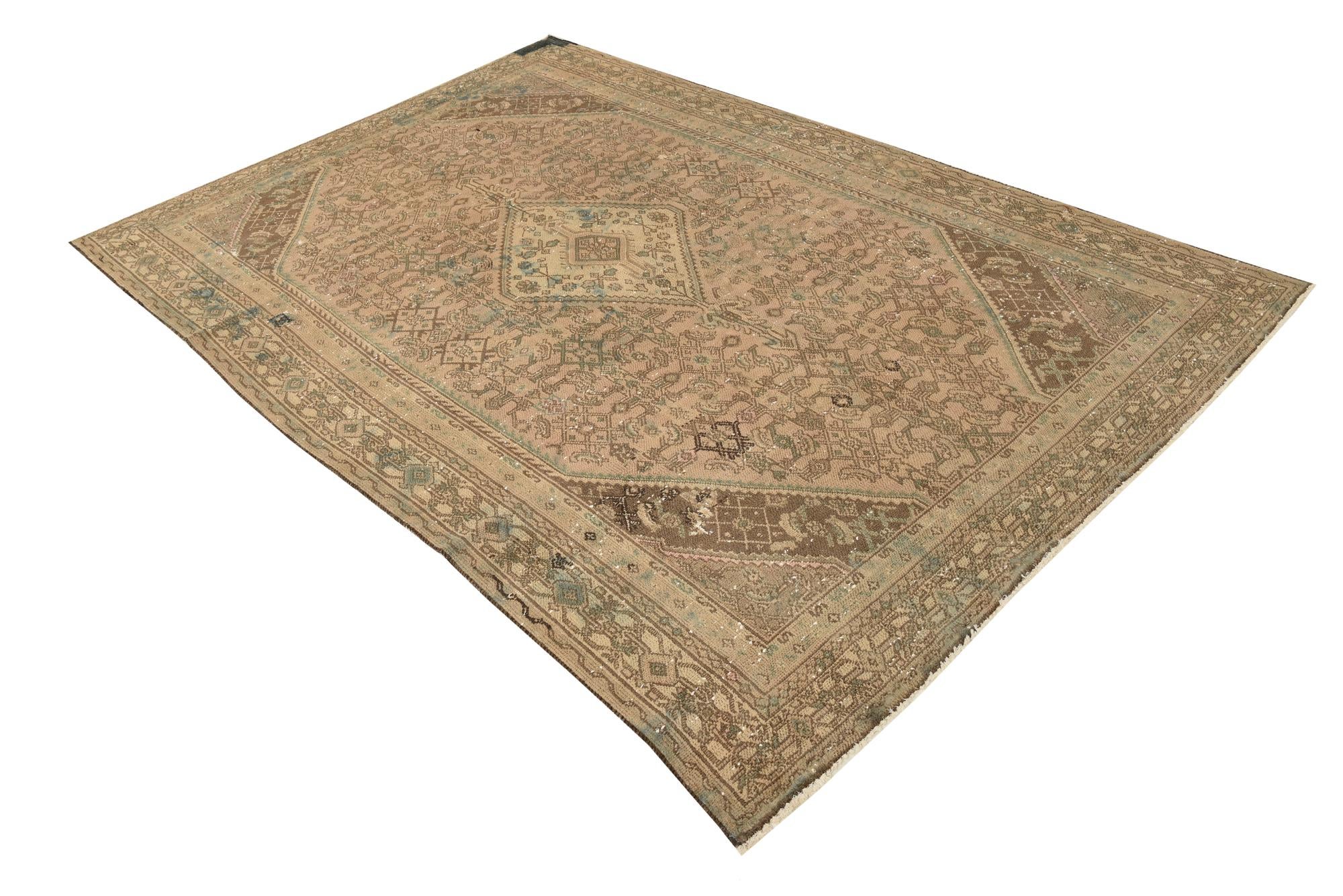 6' 6 x 10' Hand Knotted Ultra Vintage Persian Wool Rug