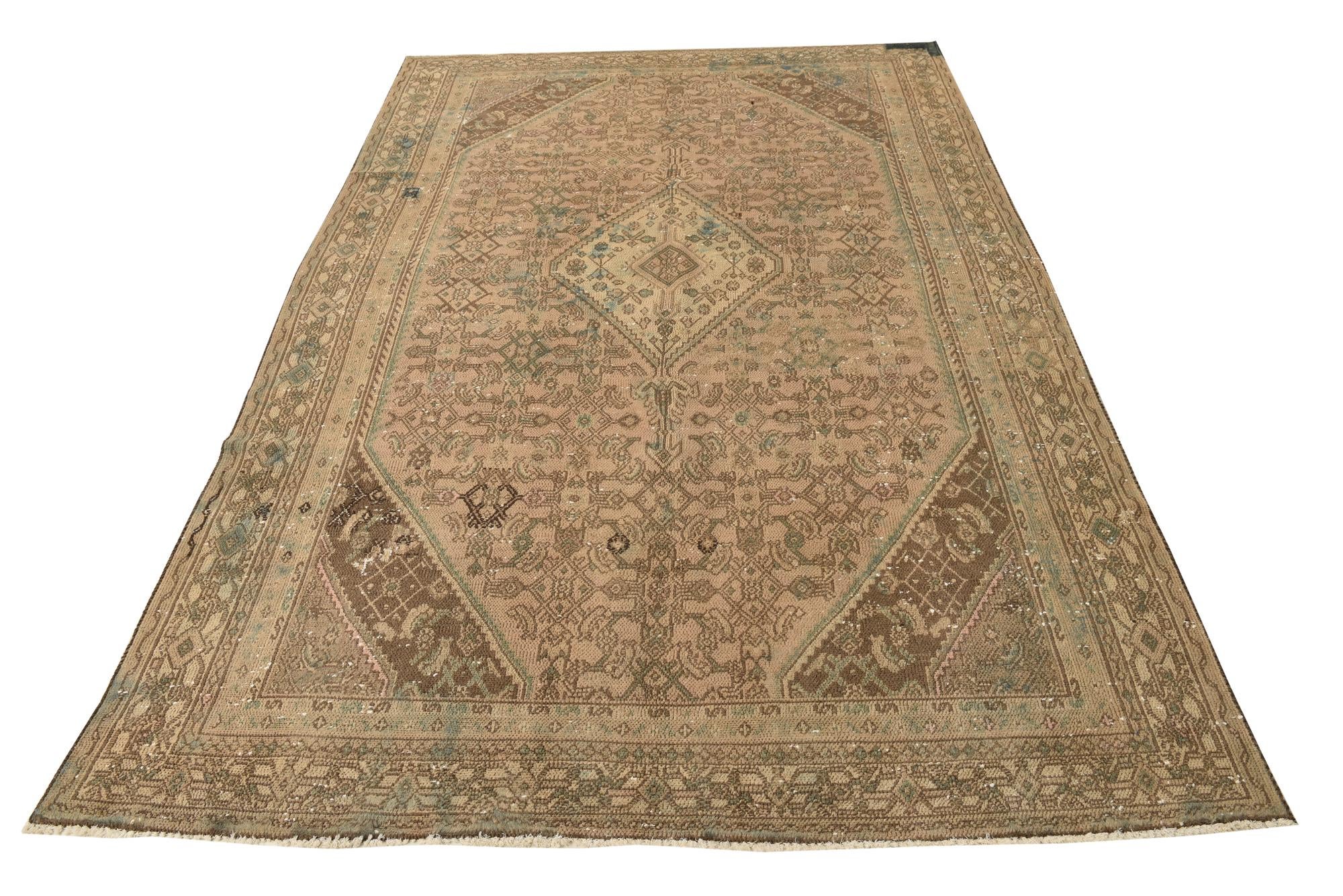 6' 6 x 10' Hand Knotted Ultra Vintage Persian Wool Rug