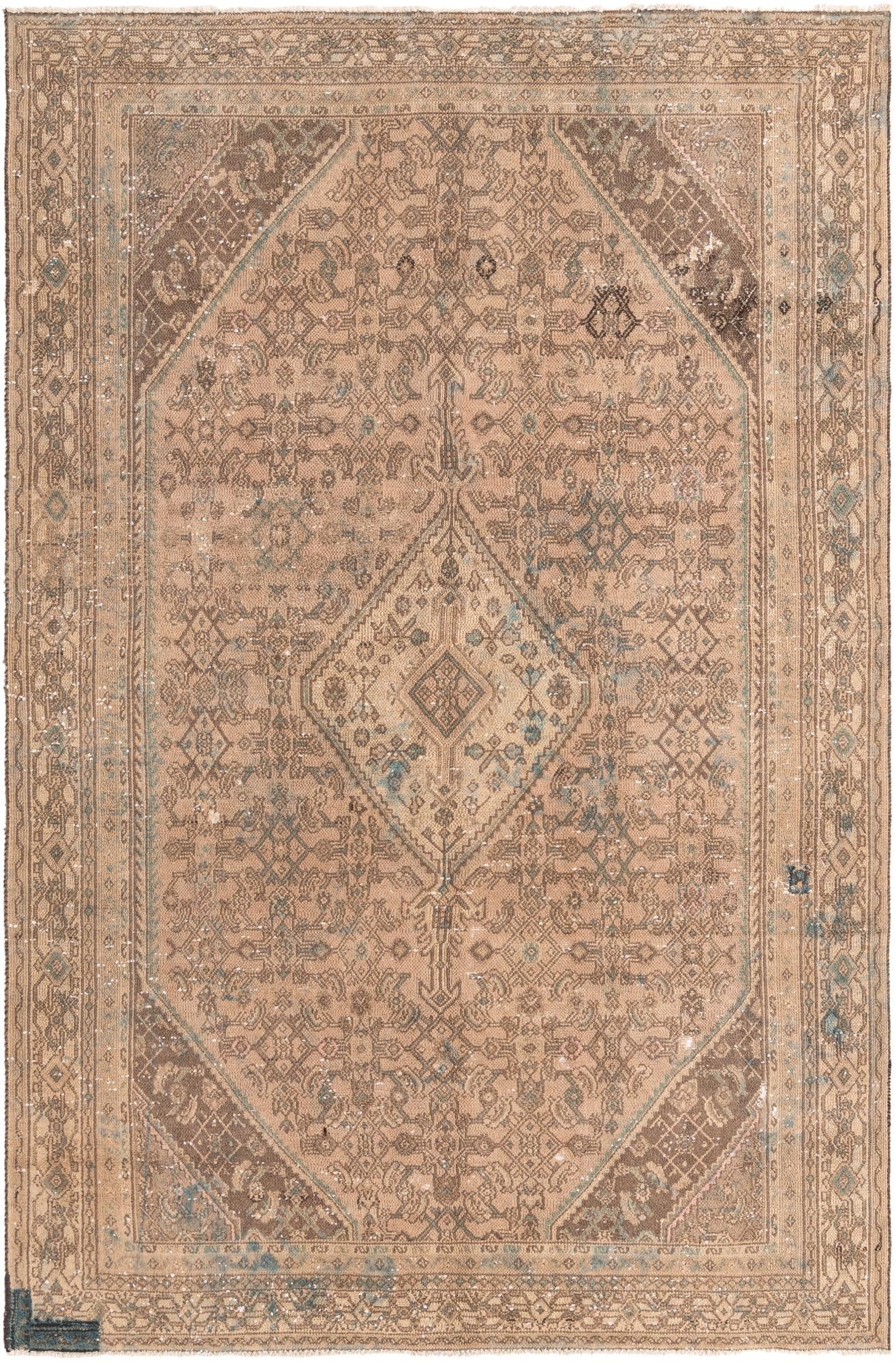 6' 6 x 10' Hand Knotted Ultra Vintage Persian Wool Rug