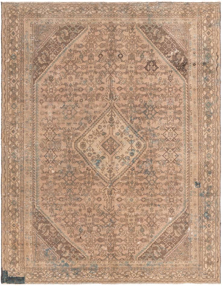 Detail image of 6' 6 x 10' Hand Knotted Ultra Vintage Persian Wool Rug