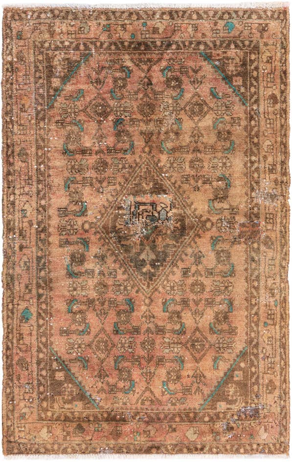 Detail image of 3' 4 x 5' 4 Hand Knotted Ultra Vintage Persian Wool Rug