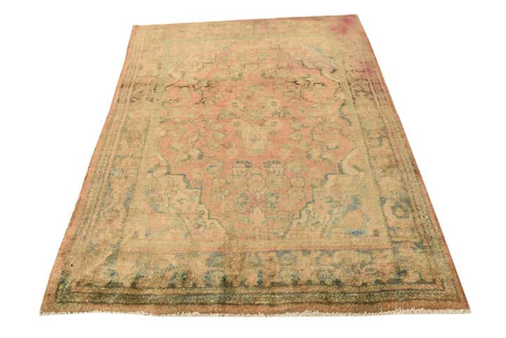 4' 2 x 5' 9 Hand Knotted Ultra Vintage Persian Wool Rug