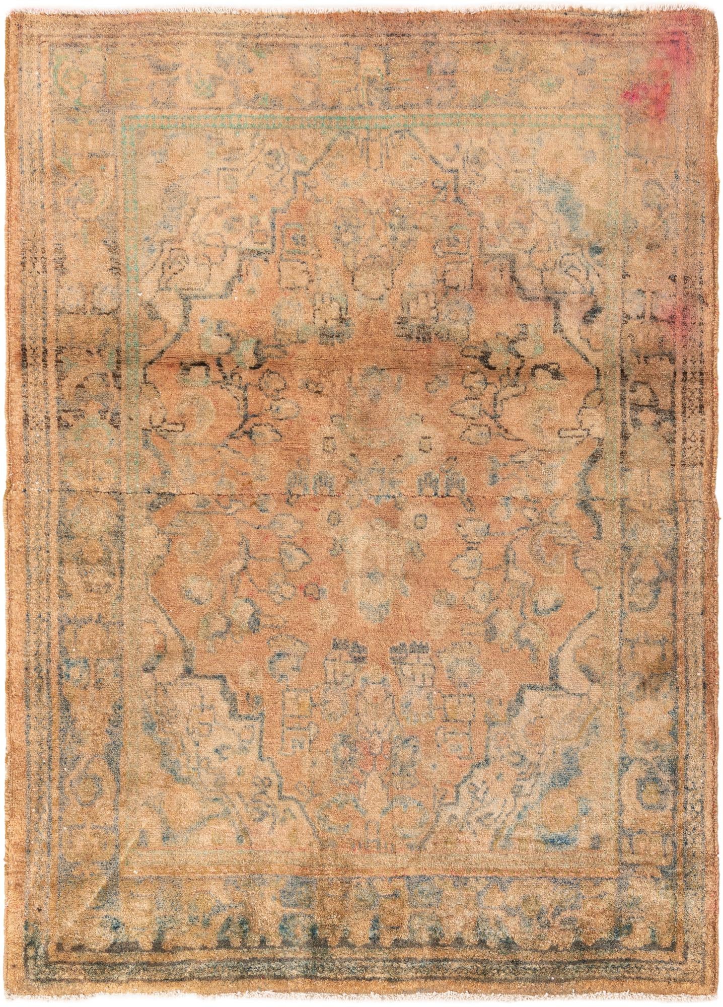 4' 2 x 5' 9 Hand Knotted Ultra Vintage Persian Wool Rug