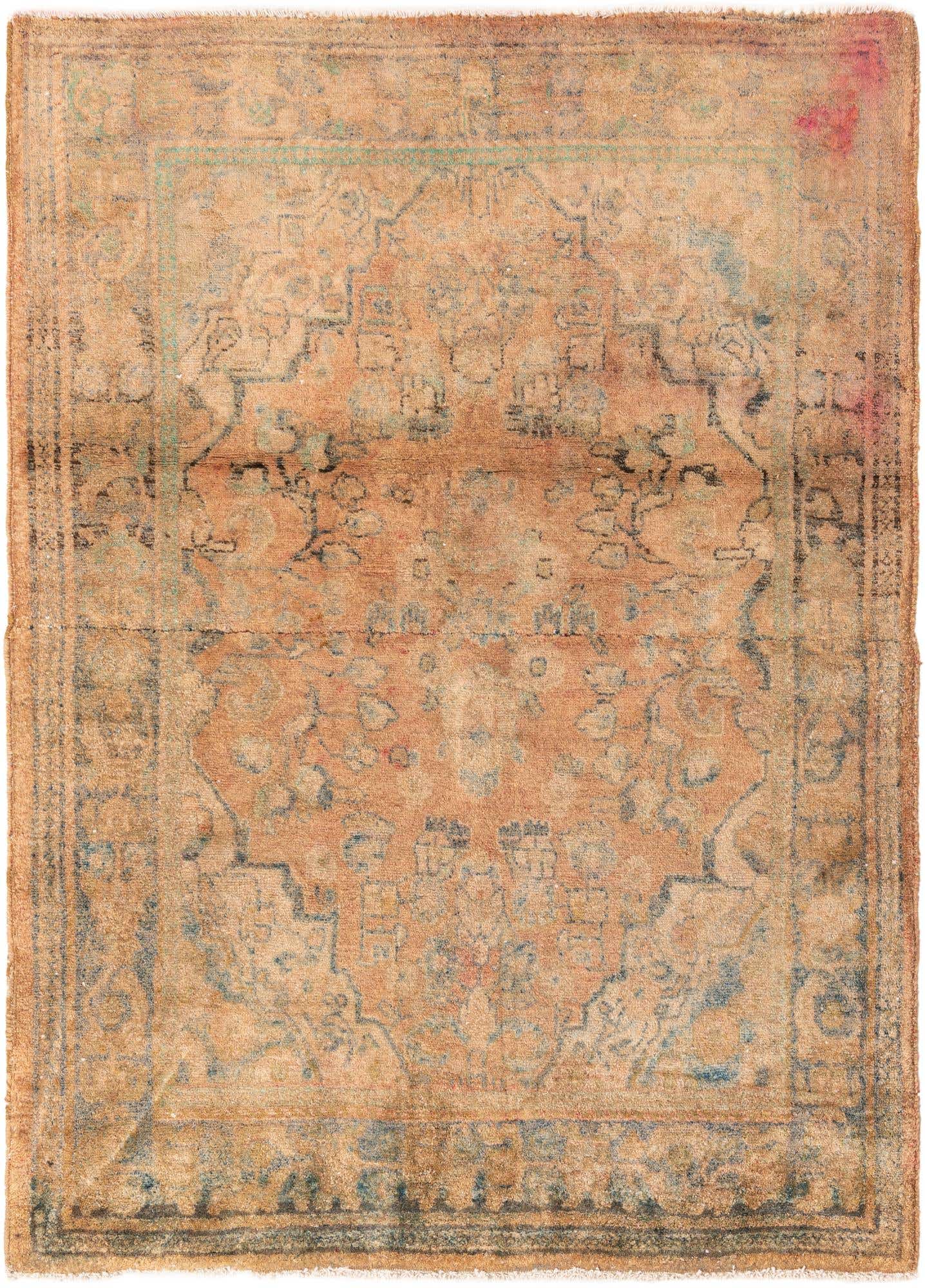 4' 2 x 5' 9 Hand Knotted Ultra Vintage Persian Wool Rug