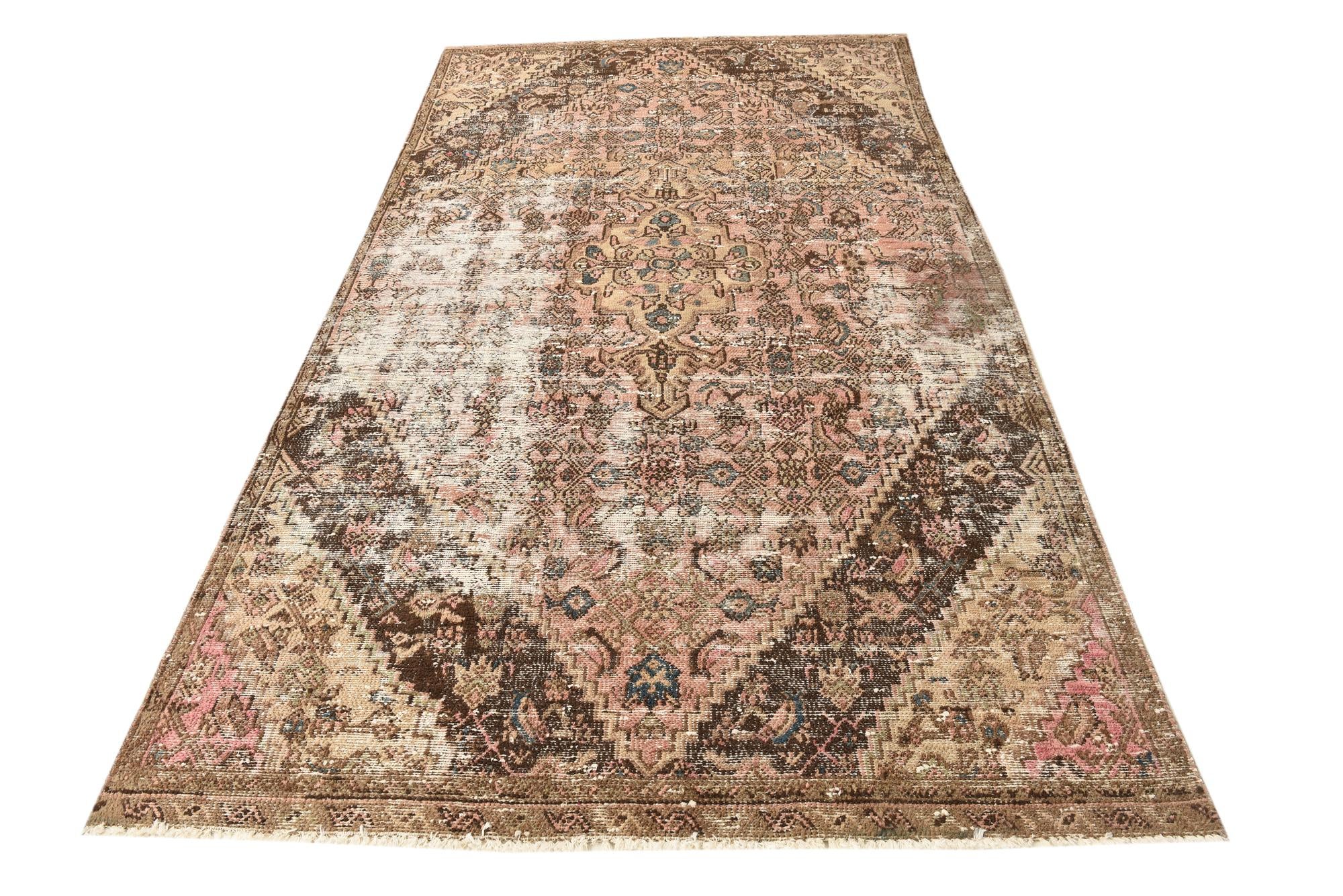 5' 1 x 9' 3 Hand Knotted Ultra Vintage Persian Wool Rug