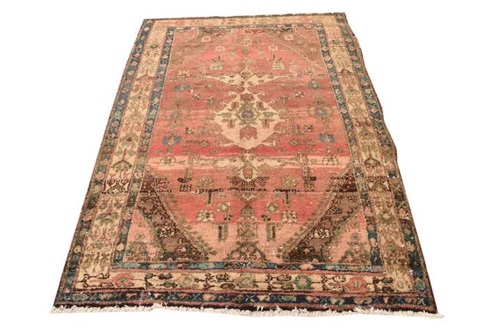 4' 2 x 6' 8 Hand Knotted Ultra Vintage Persian Wool Rug