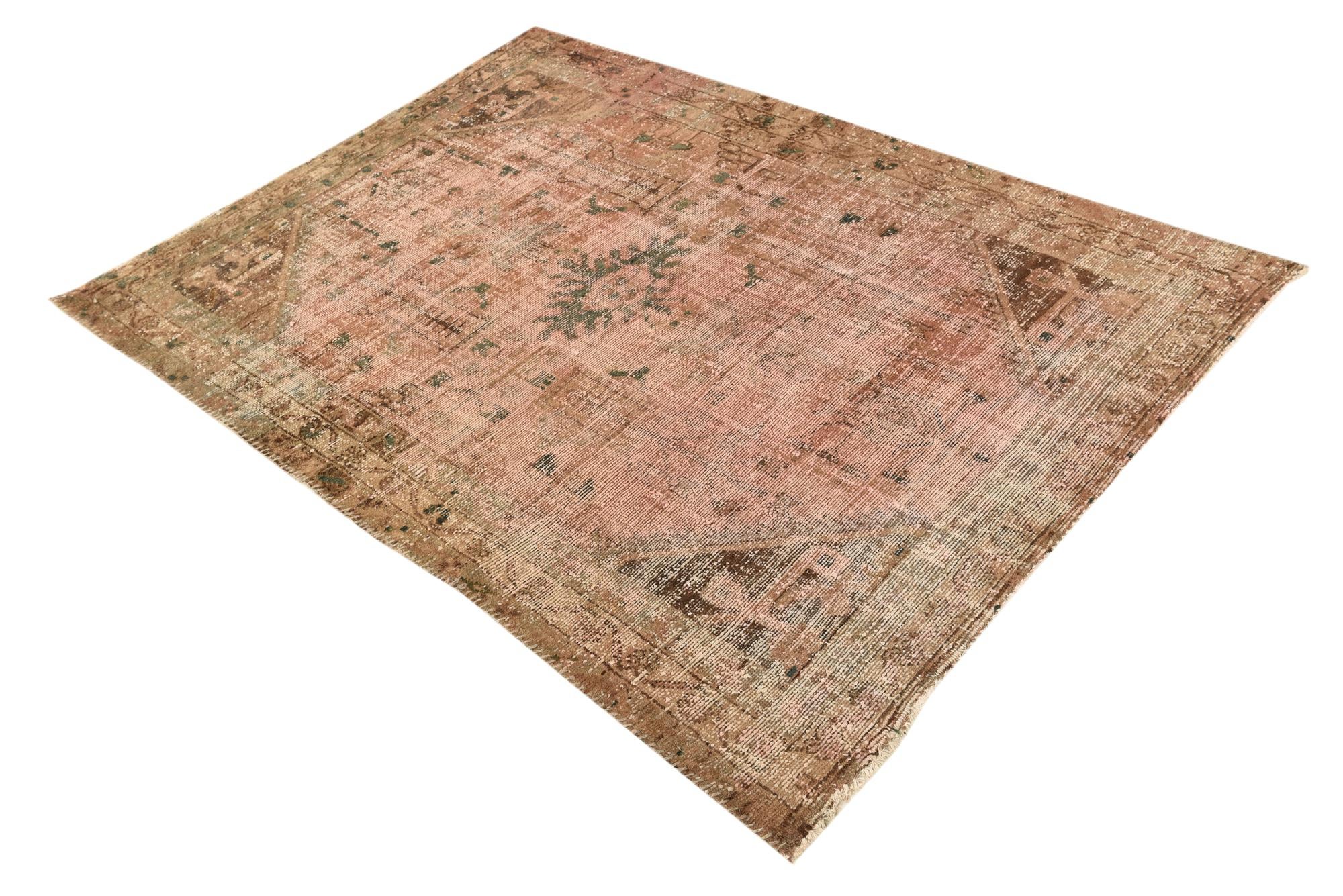 125cm x 180cm Hand Knotted Ultra Vintage Persian Wool Rug