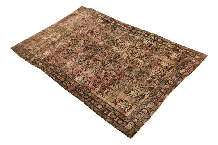 3' 7 x 6' Hand Knotted Ultra Vintage Persian Wool Rug
