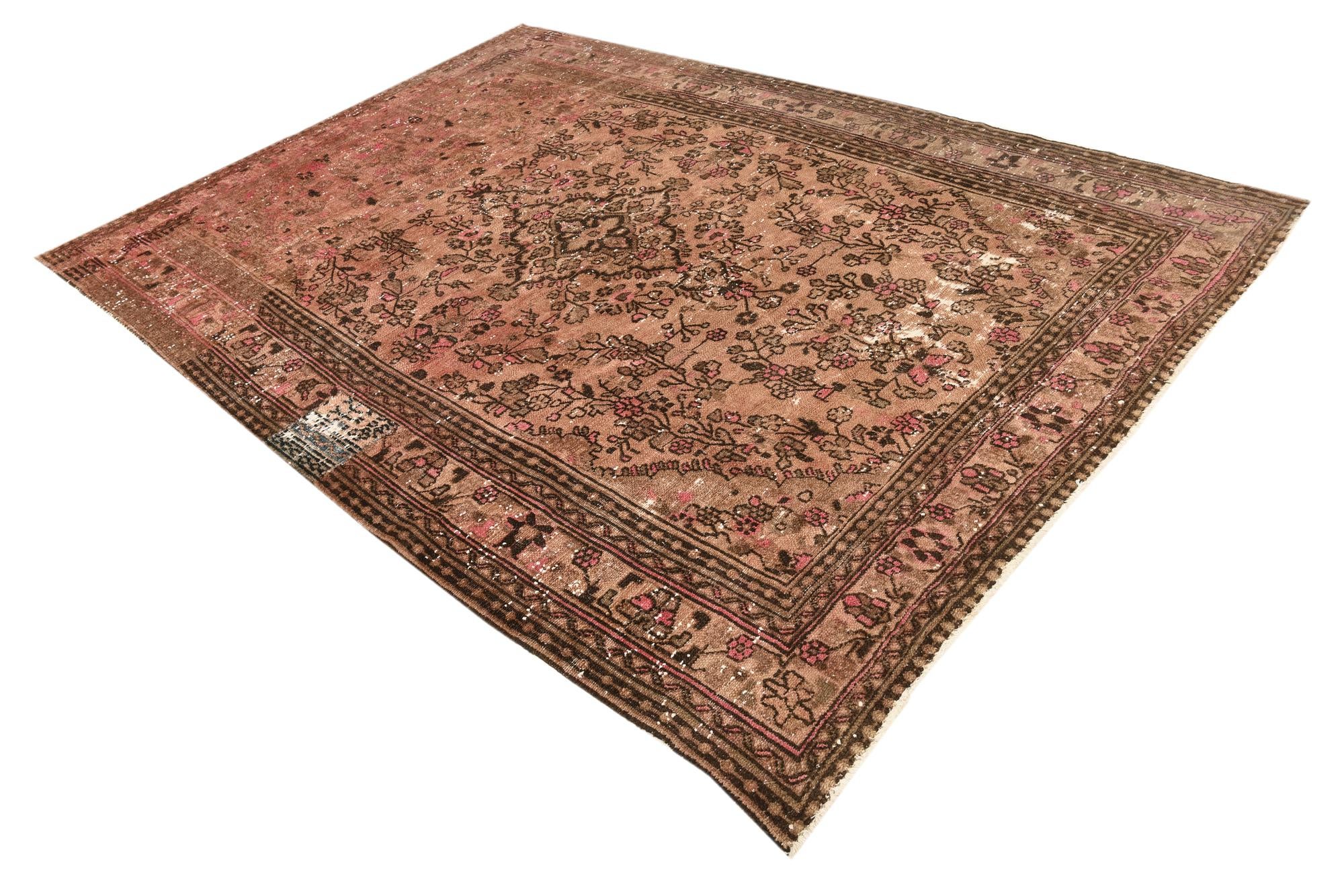 205cm x 300cm Hand Knotted Ultra Vintage Persian Wool Rug